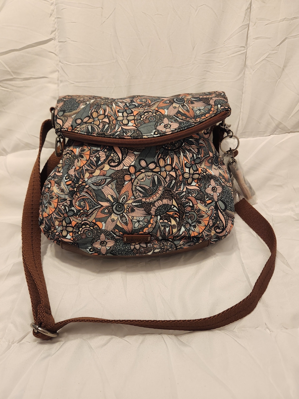 Sakroots Floral Crossbody Bag - Brown & Peach